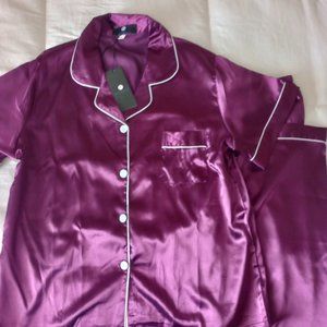 Women's purple silky pajama set